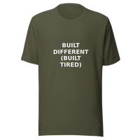 Offcut Supply Co. Built Different (Built Tired), ghost mannequin mockup, military-green
