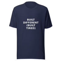 Offcut Supply Co. Built Different (Built Tired), ghost mannequin mockup, navy