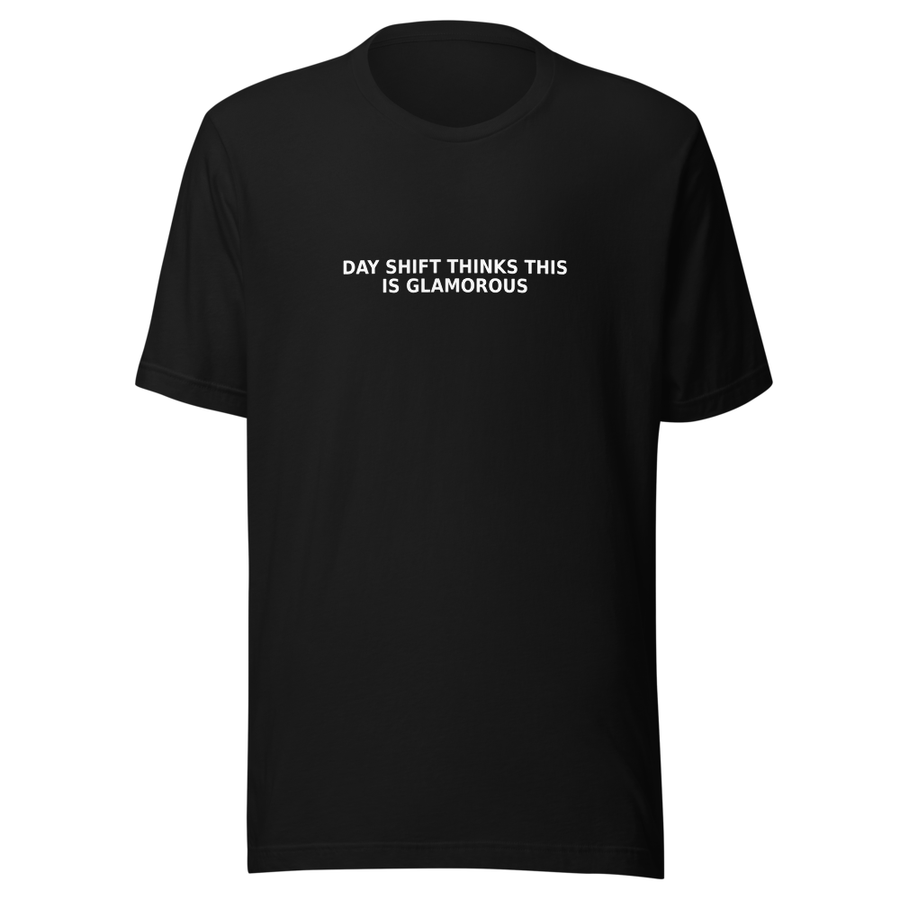 Offcut Supply Co. Day Shift Thinks This Is Glamorous, ghost mannequin mockup, black