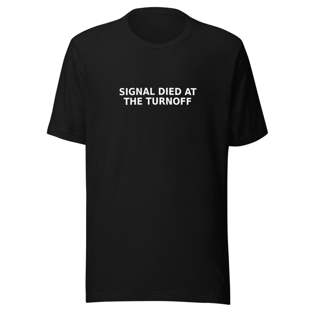 Offcut Supply Co. Signal Died at the Turnoff, ghost mannequin mockup, black