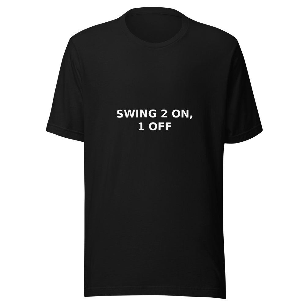 Offcut Supply Co. Swing 2 On, 1 Off Tee, ghost mannequin mockup, black