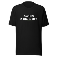 Offcut Supply Co. Swing 2 On, 1 Off tee, ghost mannequin mockup, black