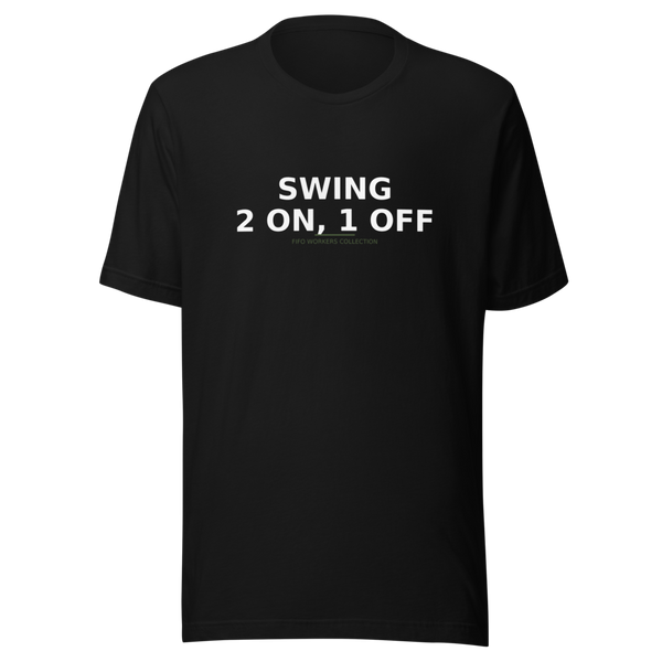 Offcut Supply Co. Swing 2 On, 1 Off tee, ghost mannequin mockup, black