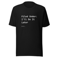 Offcut Supply Co. Filed Under: I'll Do It Later tee, ghost mannequin mockup, black