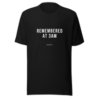 Offcut Supply Co. Remembered at 3am tee, ghost mannequin mockup, black