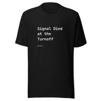 Offcut Supply Co. Signal Died at the Turnoff tee, ghost mannequin mockup, black