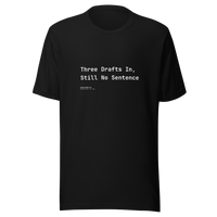 Offcut Supply Co. Three Drafts In, Still No Sentence tee, ghost mannequin mockup, black